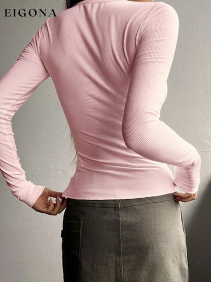 Feminine U-neck buttoned long-sleeved knitted top clothes long sleeve shirts long sleeve top shirt shirts top tops