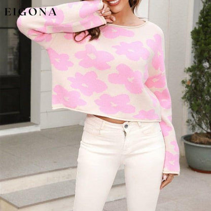 Women's floral round neck knitted pullover sweater clothes Sweater sweaters Sweatshirt