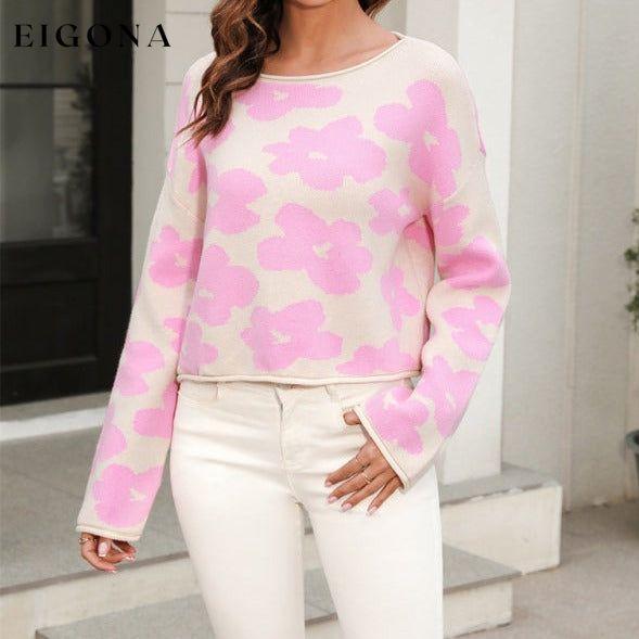 Women's floral round neck knitted pullover sweater clothes Sweater sweaters Sweatshirt