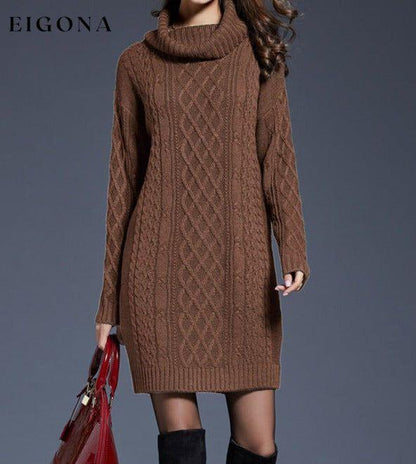 Women's turtleneck long sleeve loose sweater dress casual dresses clothes dress dresses long sleeve dress long sleeve dresses