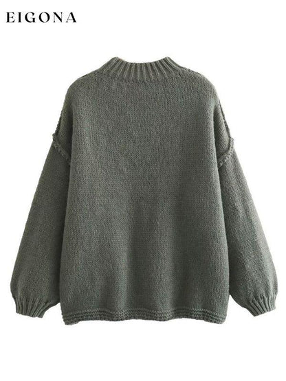 Women's Street Fashion Seamless Long Sleeve Loose Knit Fashion Sweater Green clothes Sweater sweaters Sweatshirt