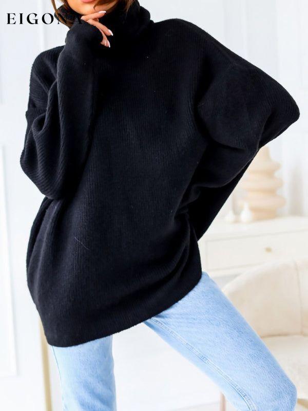 Women's turtleneck loose warm sweater Black clothes sweaters turtleneck sweater