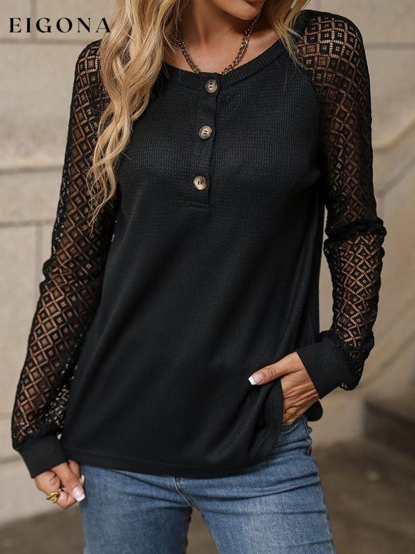 Women's lace patchwork V-neck long-sleeved top clothes long sleeve top long sleeve tops top tops