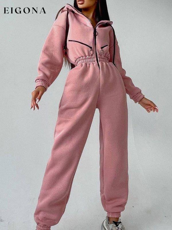 women's hooded sweatshirt sports casual suit two piece set Pink clothes