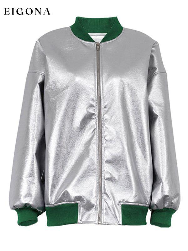 Coat Jacket, New futuristic reflective baseball uniform women's silver fashionable long-sleeved jacket clothes Jacket Coat Jackets & Coats Outerwear