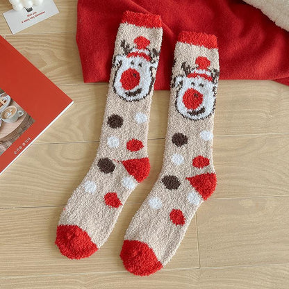 Women's Christmas Non-shedding thickened coral fleece stockings Socks