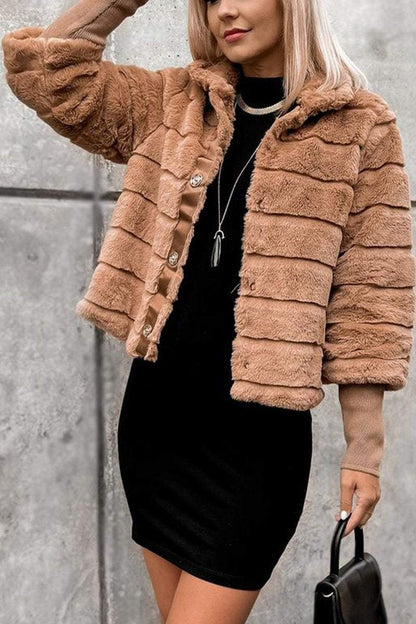 Women's Casual Lapel Wool Coat for Autumn and Winter Coats Cotton Top