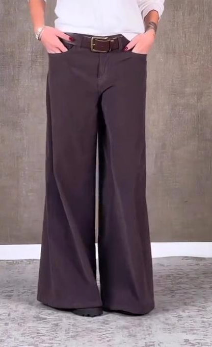 Women's Casual Solid Color Corduroy Wide Leg Pants Bottoms pants