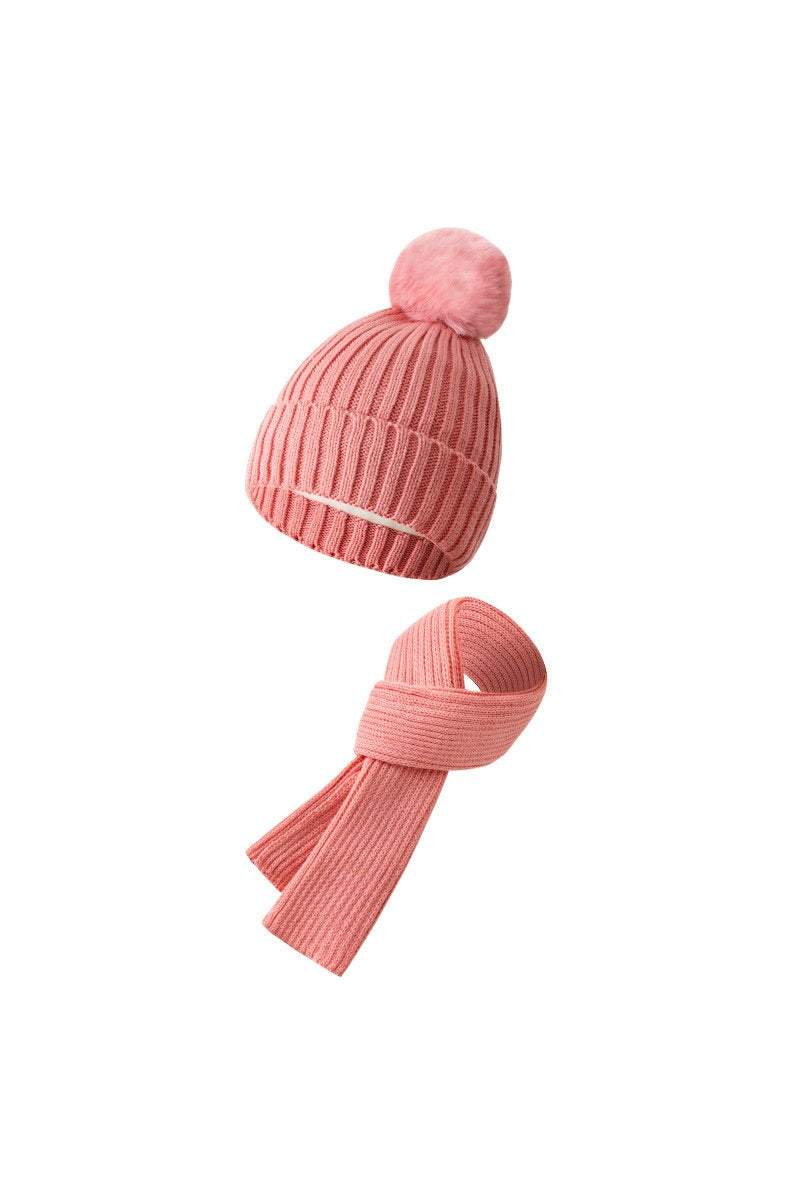 Knitted Hat, Double-layer Fleece Warm Wool Scarf, Gloves, Three-piece Set Gloves Hat Scarf Three-piece Set