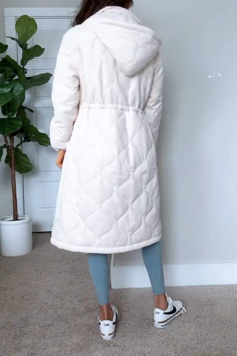 Women's Casual Hooded Single-breasted Long Cotton Coat Coats Cotton Top