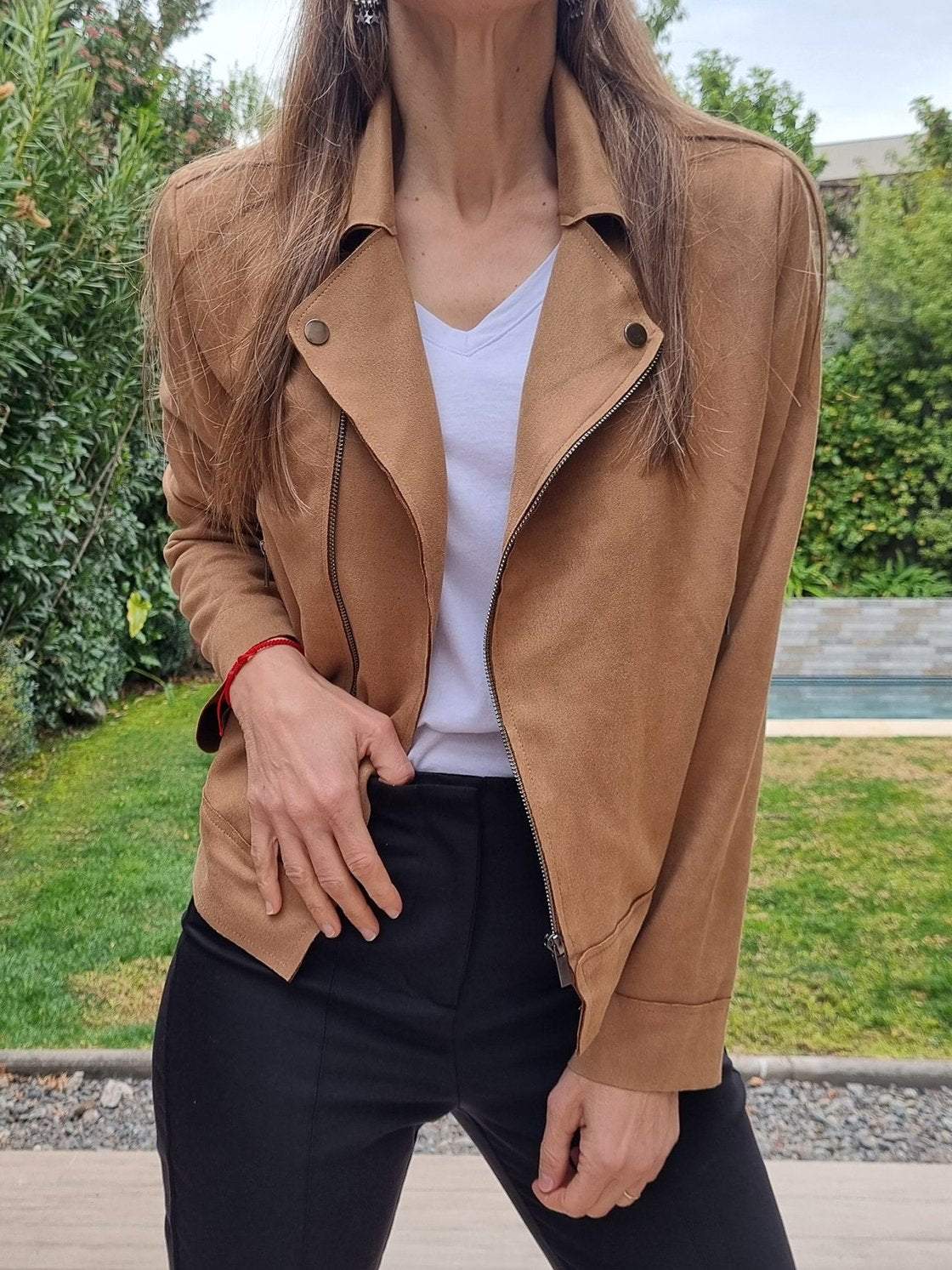 Women's Casual Suede Cropped Jacket Jackets