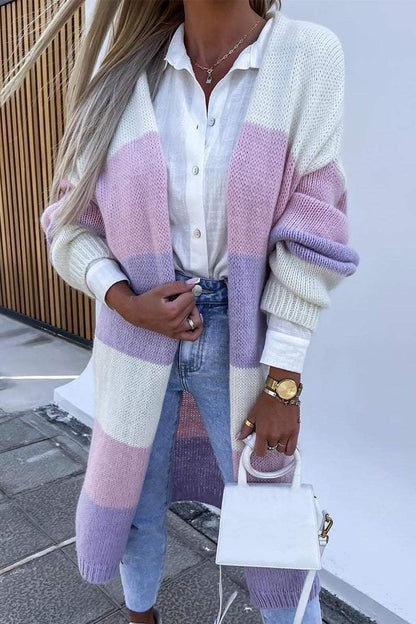 Casual Striped Sweater Coat Sweater Tops