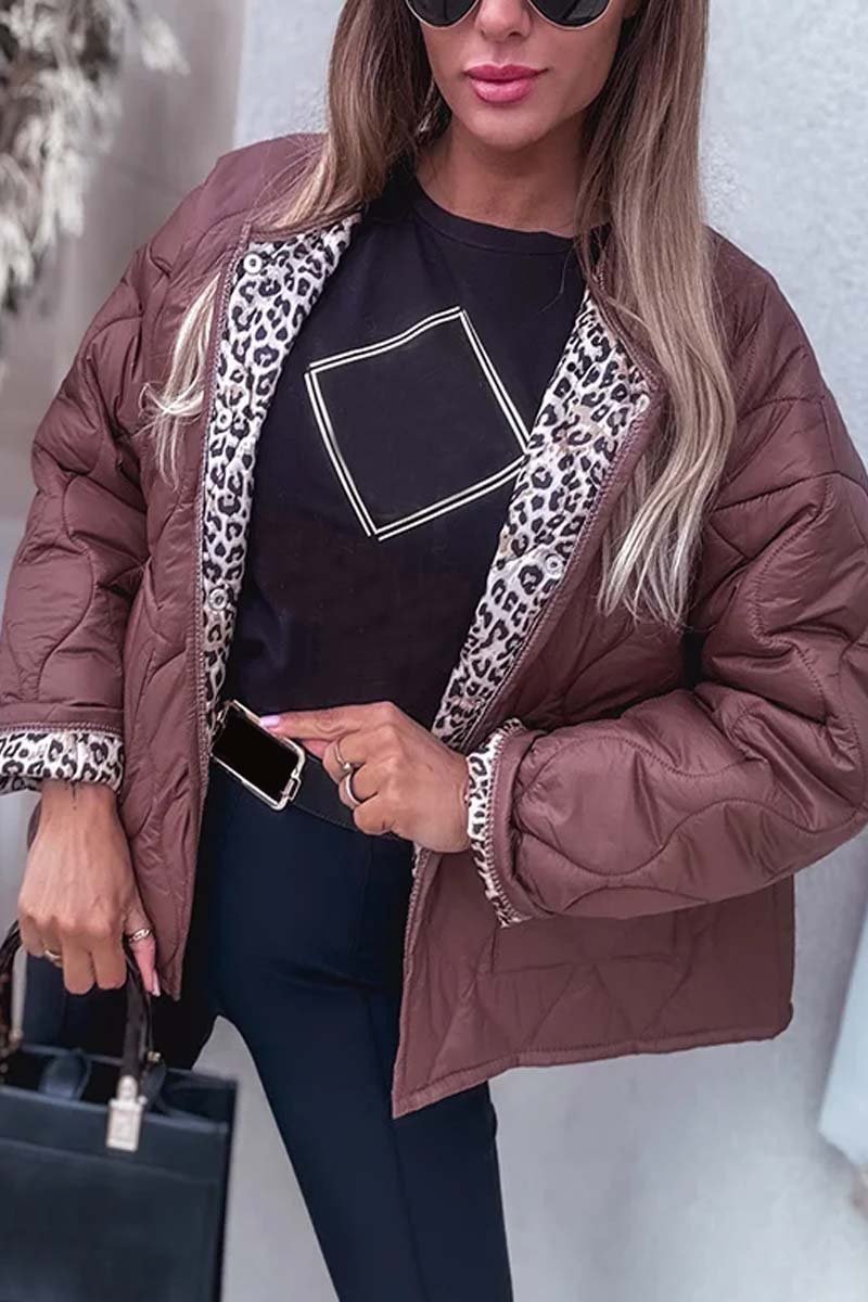 Women's leopard print patchwork jacket Coats Jacket Tops