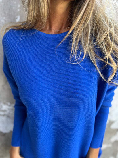 Round Neck Long Sleeve Knitted Top cotton Top