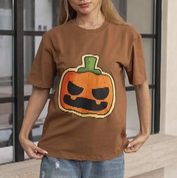 Women's Round Neck Short Sleeve Halloween Print Casual T-shirt top