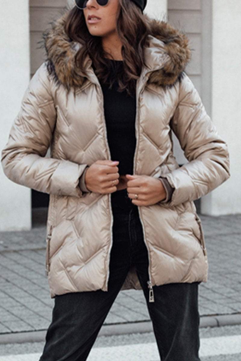 Women's Casual Hooded Zippered Thick Jacket Coats Cotton Top