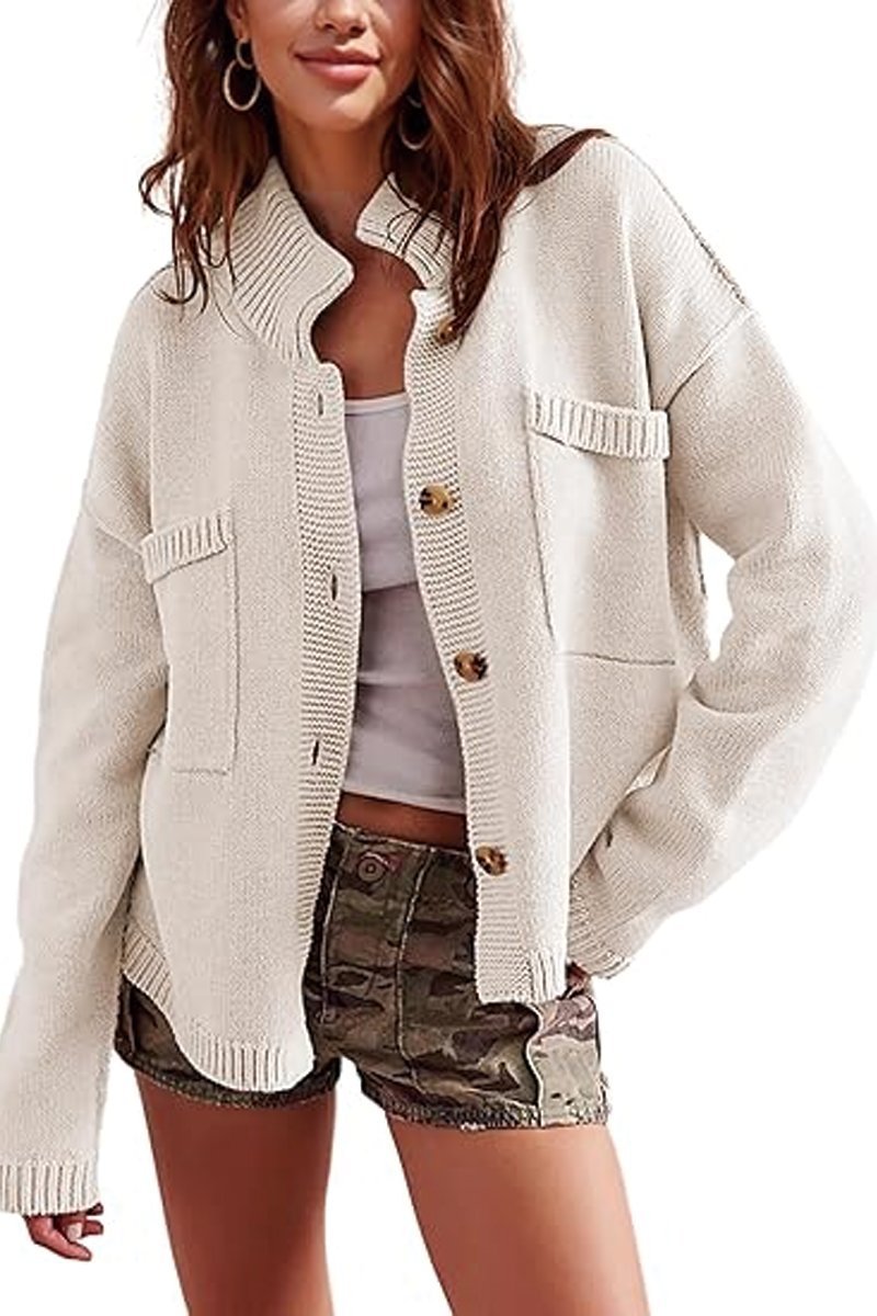 Women's solid color knitted cardigan Cardigan Top