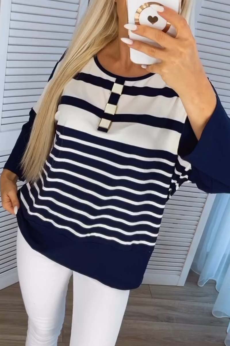 Women's Casual Striped Long Sleeve T-Shirt T-Shirt Top