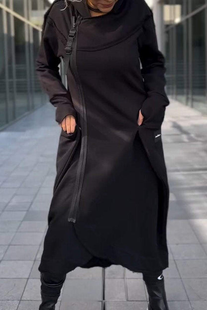 Women's Hooded Long-sleeved Casual Fashion Sweater Dress dress Midi Dress