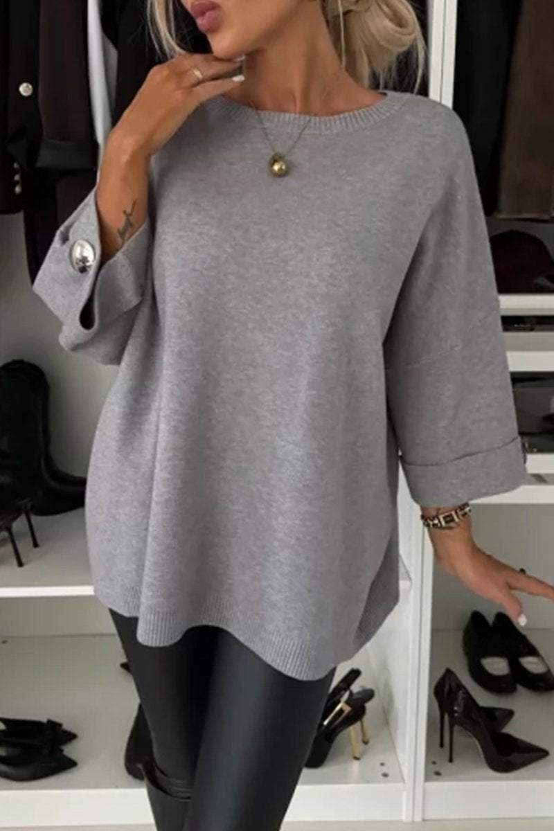 Women's Round Neck Mid-sleeve Knitted Casual Top Cardigans tops