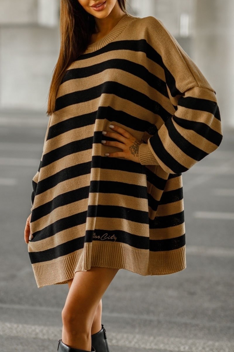 Casual Striped Long Sleeve Pullover Sweater Sweater Tops