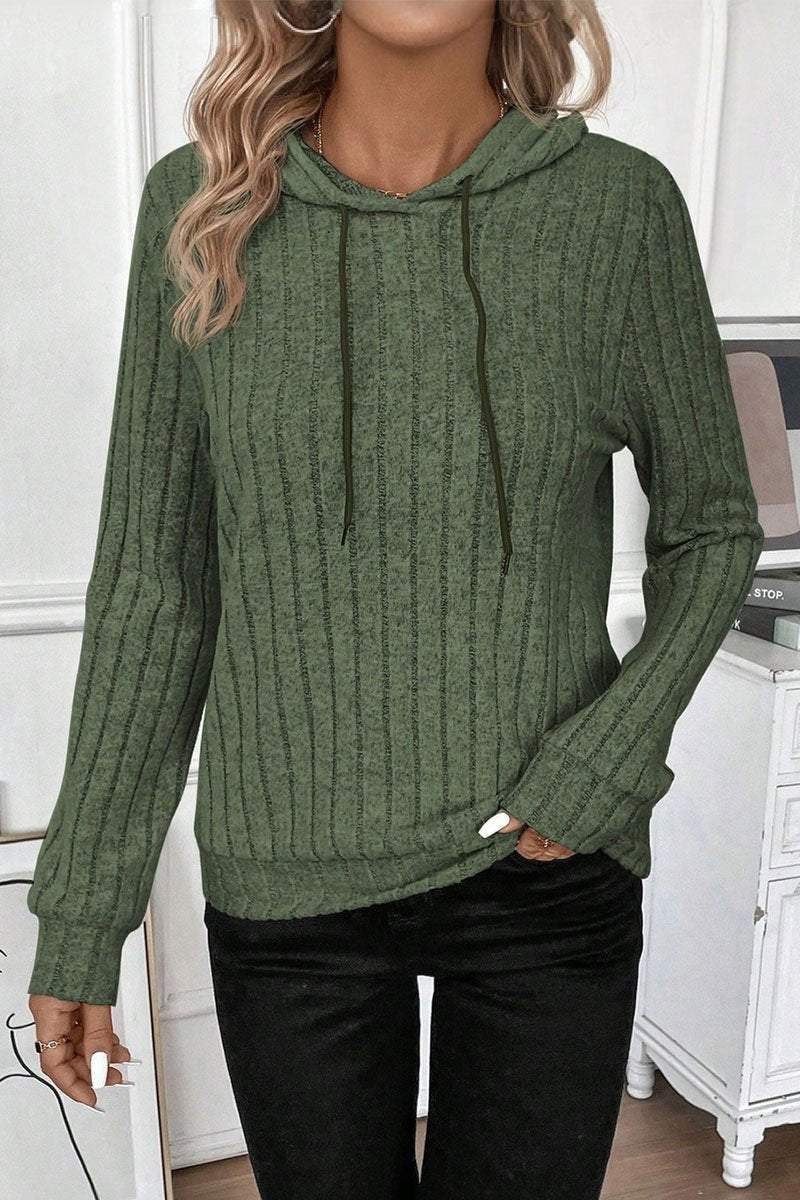 Women's Casual Solid Color Knitted Hooded Top sweater Top