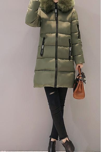 Women's Thickened Mid-length Large Fur Collar Printed Cotton Coat Coats skirts Top