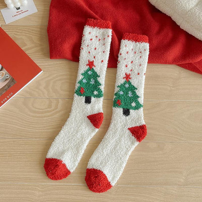 Women's Christmas Non-shedding thickened coral fleece stockings Socks