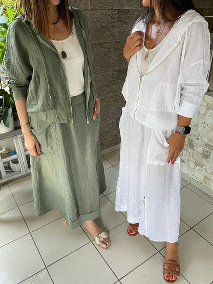 Cotton and linen jacket and skirt suit Suit