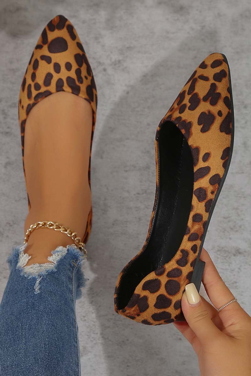 Women's Pointed Toe Leopard Flats Shoes