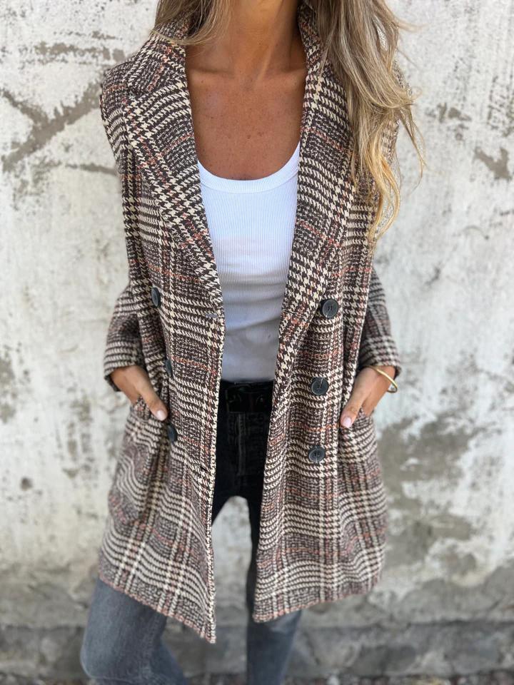 Casual Lapel Plaid Blazer Blazer cotton