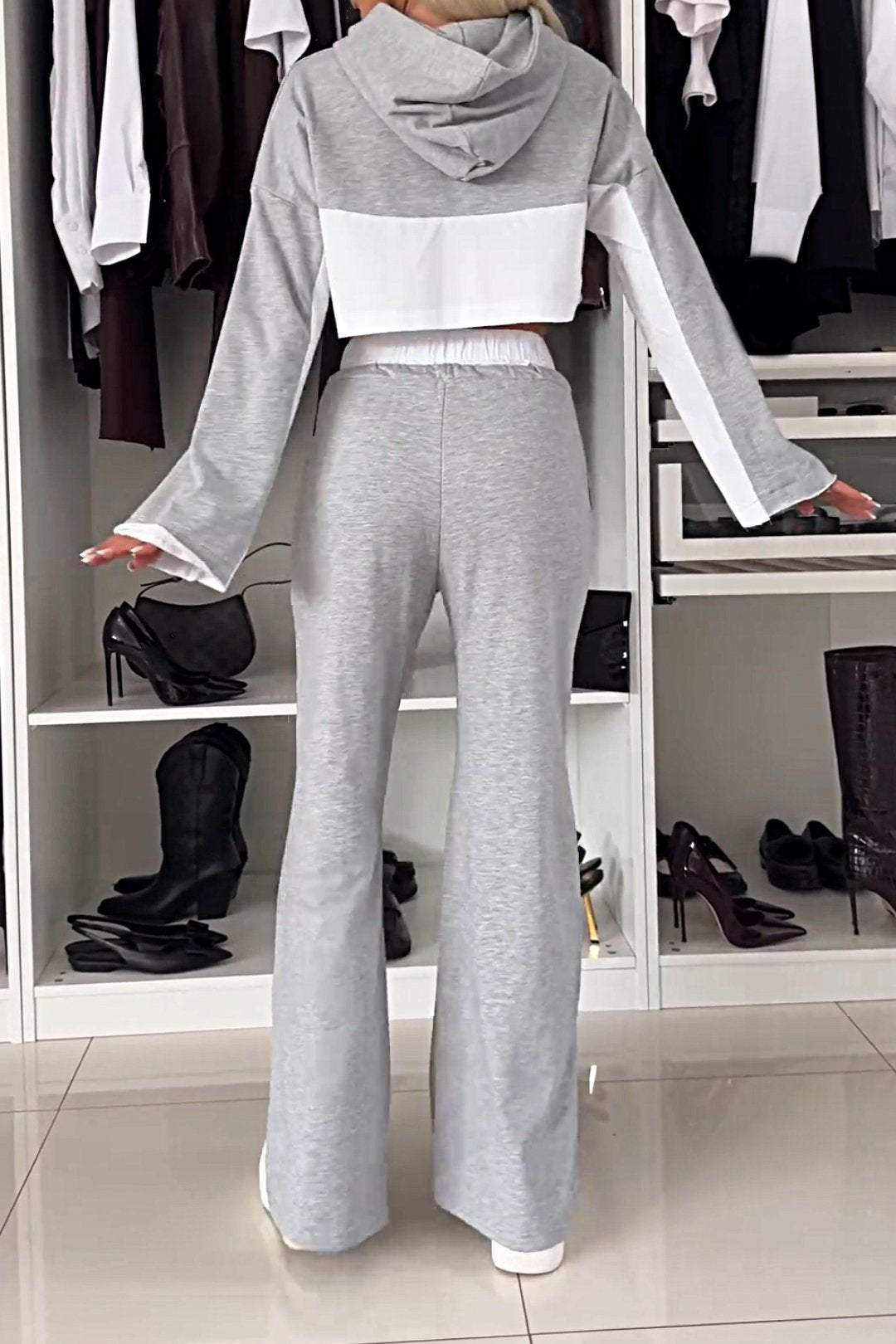 Women's Color Block Casual Top and Pants Two-piece Set Set