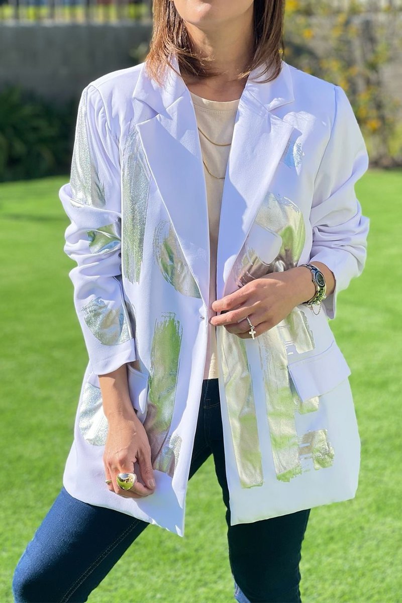 Women's Spring-fall Letter-print Blazer with Lapel Blazers Coats Tops