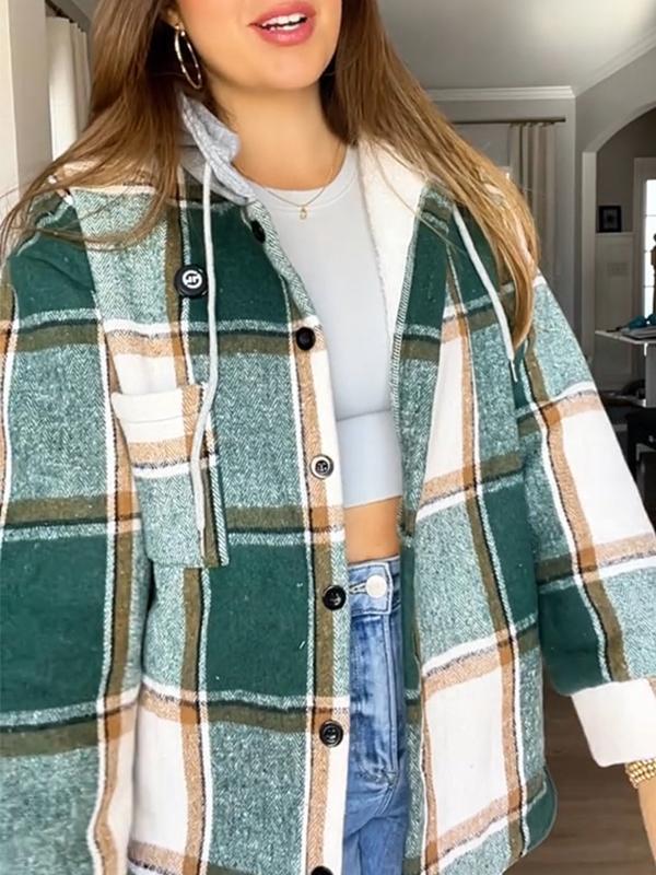 Women's Plaid Hoodies Set Two Piece Set