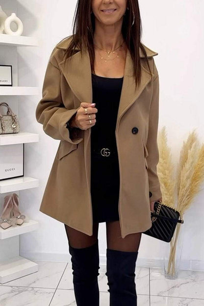 Women's Casual Lapel Solid Color Coat Coats Cotton Top