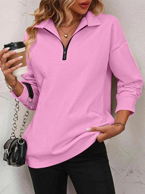 Women's Solid Color Polo Shirt Cardigan Tops