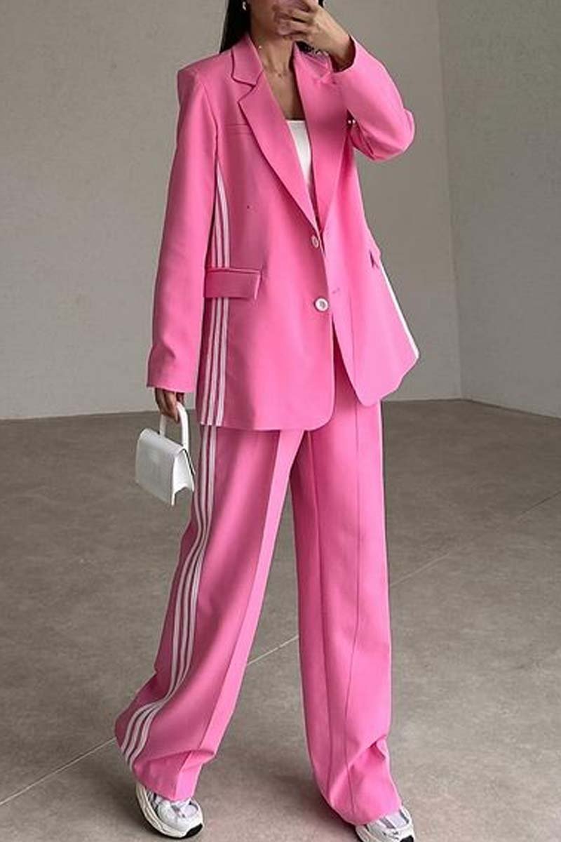 Women's Side Web Blazer and Wide Leg Pants Set suit two-piece set