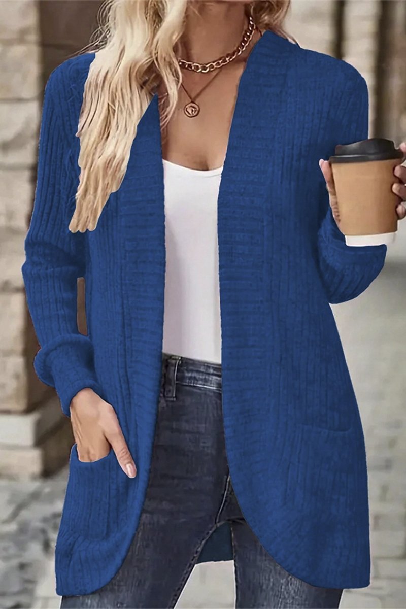 Women's Casual Pit Striped Woolen Cardigan Jacket coat Top