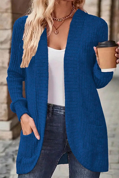 Women's Casual Pit Striped Woolen Cardigan Jacket coat Top