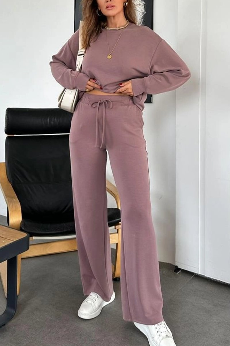 Women's Casual Solid Color Drawstring Pants Suit Pant sets Sets Two piece sets