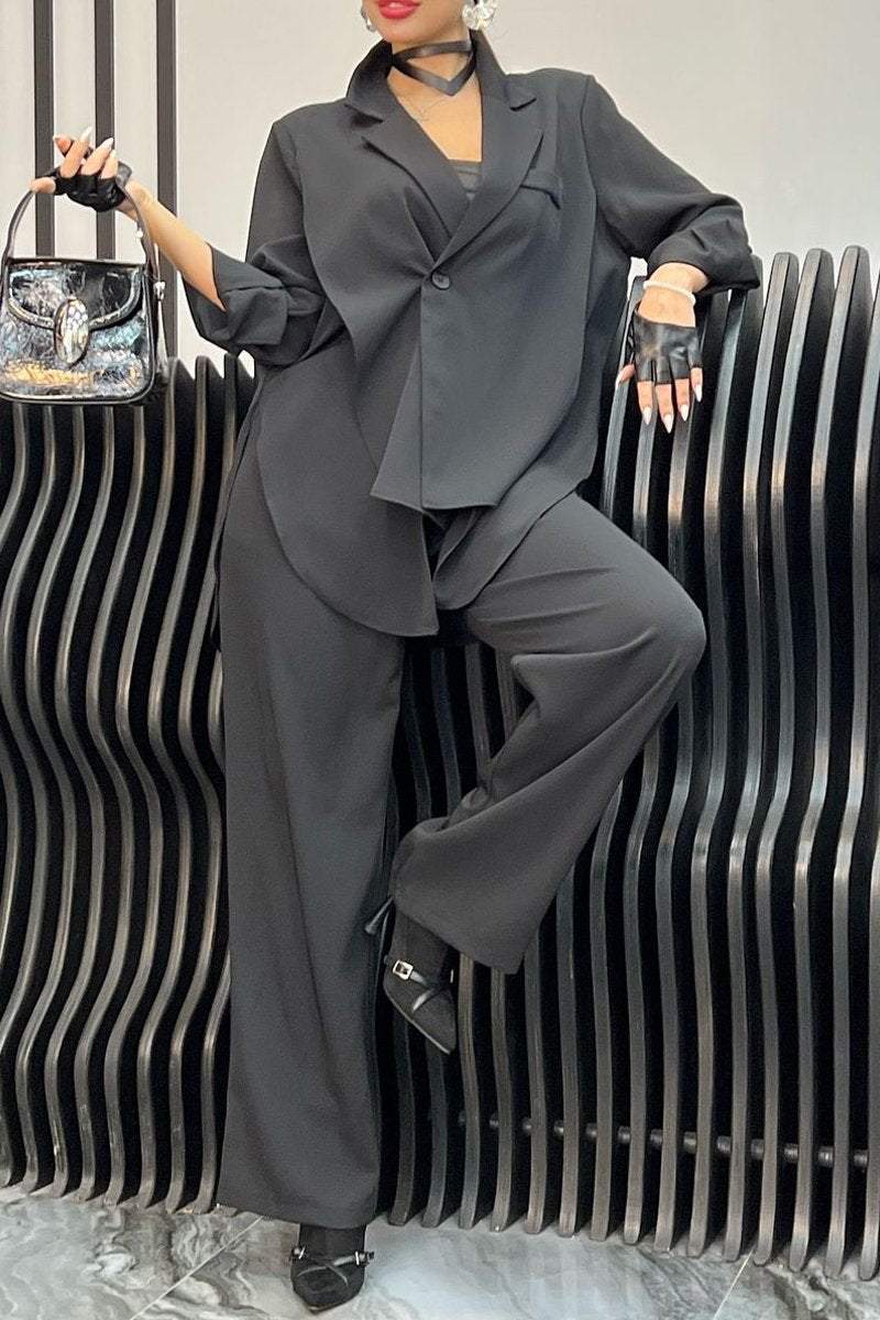 Women Casual Style Solid Color Suit Jacket Pant Suit Sets Two piece sets