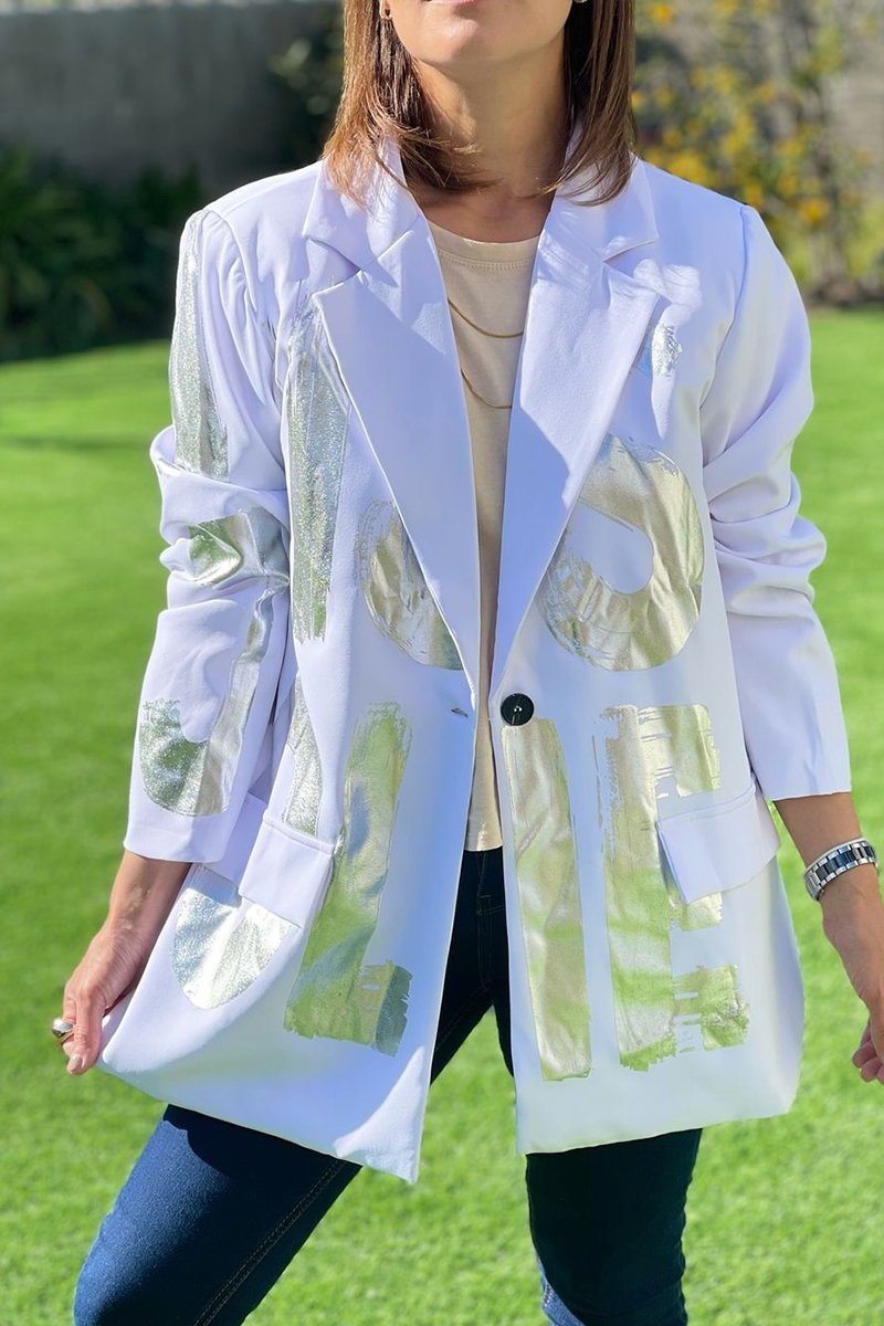 Women's Spring-fall Letter-print Blazer with Lapel Blazers Coats Tops