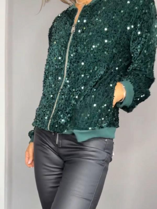 Women's Sequined Casual Coat + Sequined Skirt Sets Two piece sets