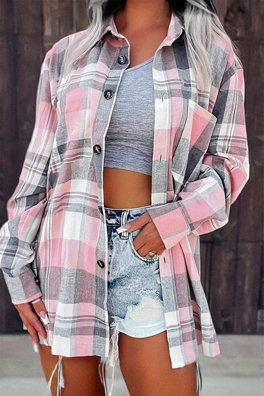 Women's Casual Plaid Shirt skirts Top