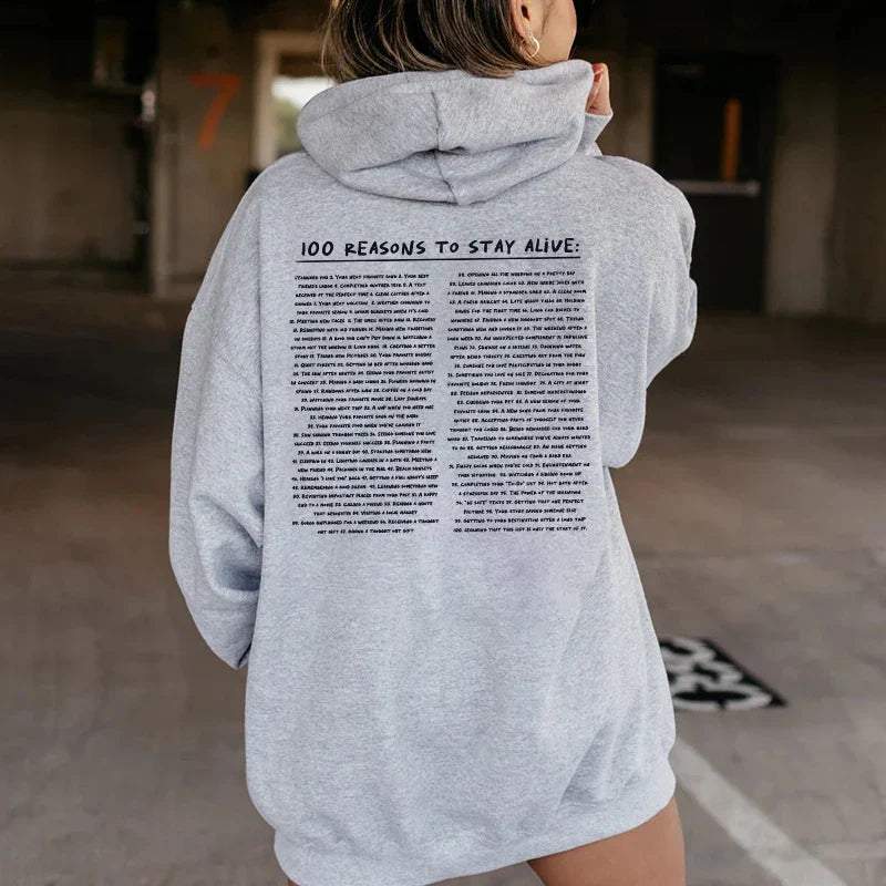 100 Reasons To Stay Alive Hoodie (Keep Going) tops unisex