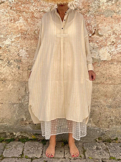 Women's Casual Cotton And Linen Dress Dress