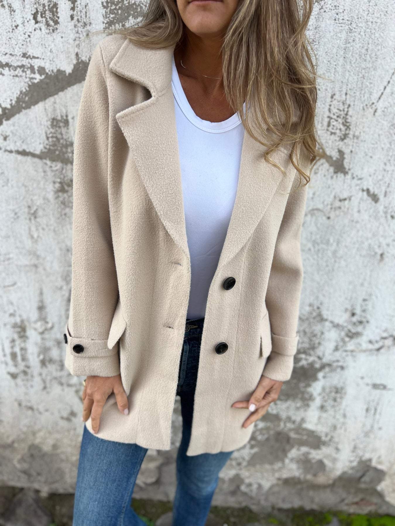 Women's Lapel Woolen Long Sleeve Coat tops