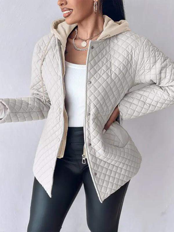 Women's Hooded Patchwork Sweatshirt Casual Cotton Coat Coats Tops