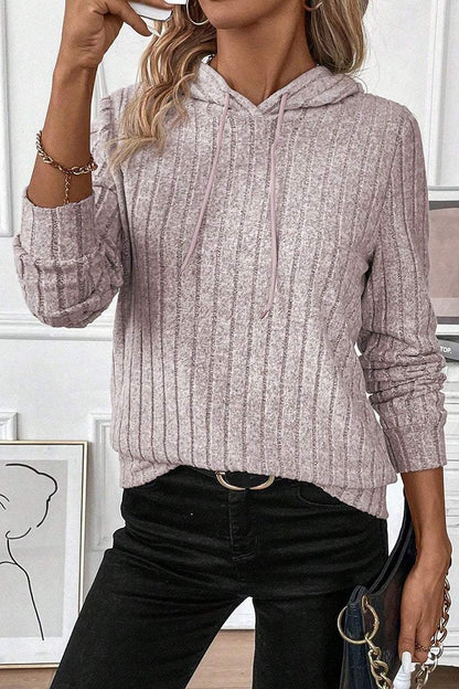 Women's Casual Solid Color Knitted Hooded Top sweater Top