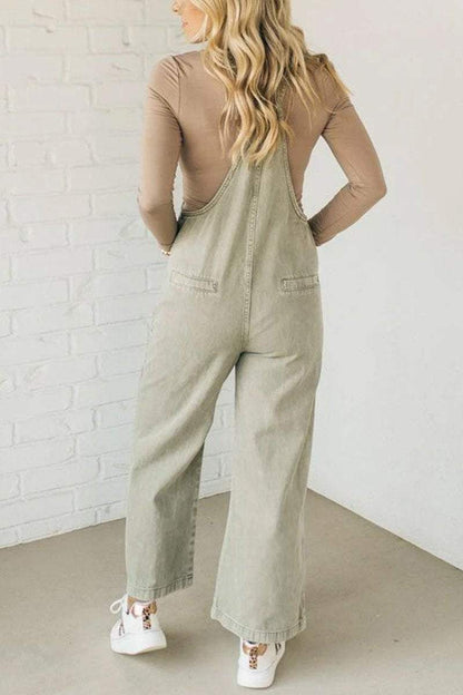 Women's Solid Color Knotted Overalls Jumpsuits sets